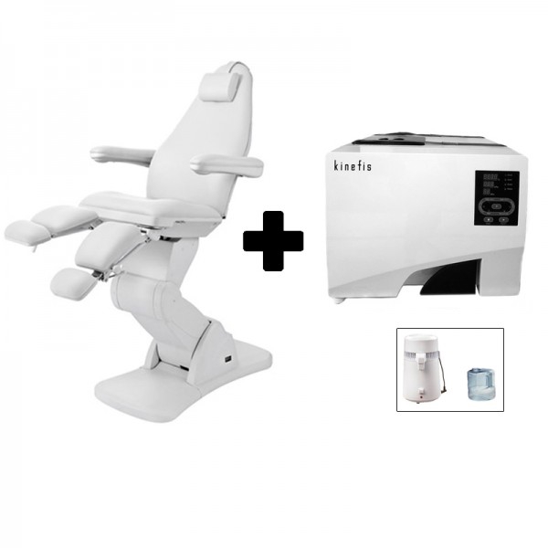 SAVINGS PACK Podo & White: Podologie-Elektrostuhl Cubo + Autoklav Klasse B 8 Liter Kinefis Experience + Wasserdestillierapparat SAVINGS PACK Podo & White: Podologie-Elektrostuhl Cubo + Autoklav Klasse B 8 Liter Kinefis Experience + Wasserdestillierapparat